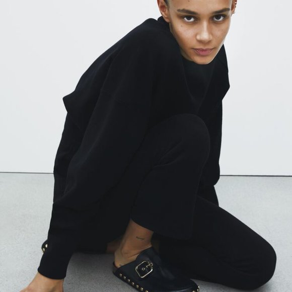 Zara Leather Low Heel Clog with Studs Size 6.5 - Picture 3 of 9